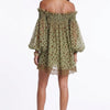 Mosslight Off-Shoulder Sheer Polka Dot Mini Dress