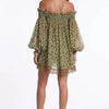 Mosslight Off-Shoulder Sheer Polka Dot Mini Dress