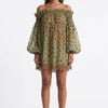 Mosslight Off-Shoulder Sheer Polka Dot Mini Dress