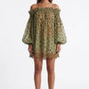 Mosslight Off-Shoulder Sheer Polka Dot Mini Dress
