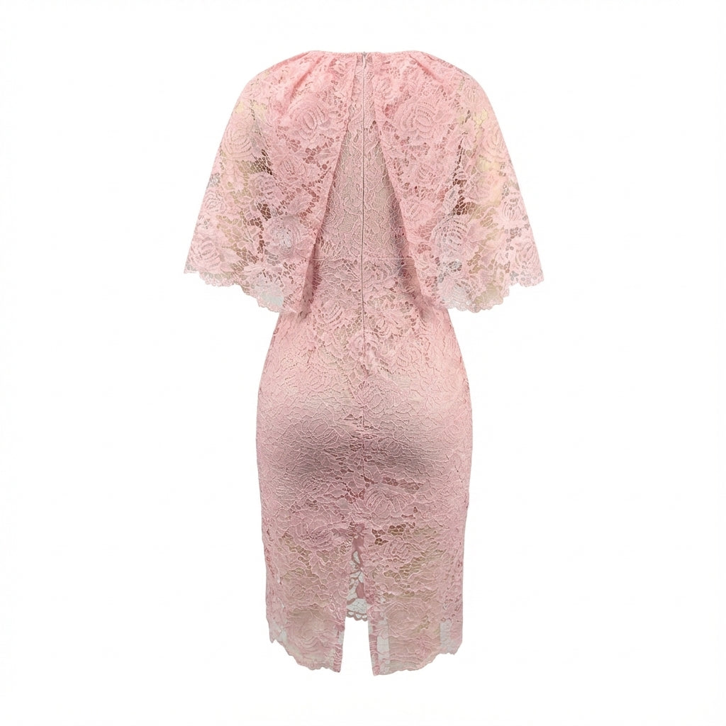 Divine Elegance Lace Cloak Midi Dress