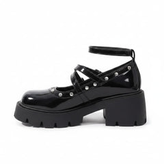 Midnight Rebel Platform Mary Janes