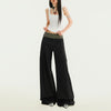 Streetwear Plaid Contrast Wide-Leg Trousers