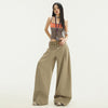 Streetwear Plaid Contrast Wide-Leg Trousers