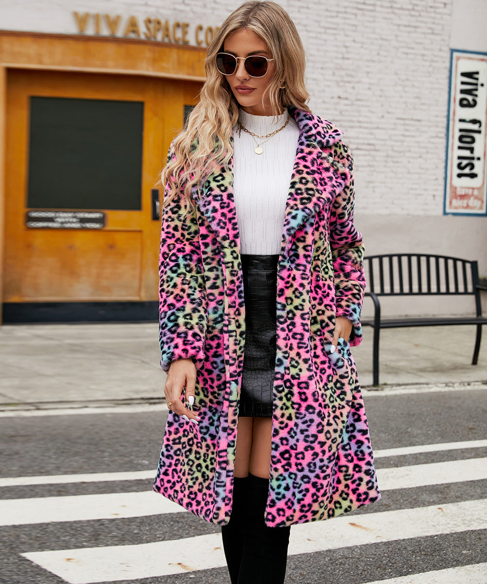 Foxy  Leopard Print Imitation Fur  Coat
