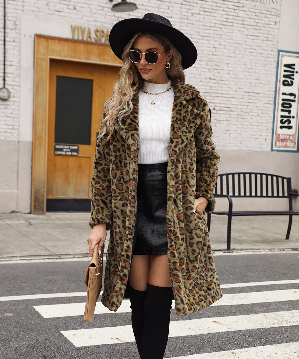Foxy  Leopard Print Imitation Fur  Coat