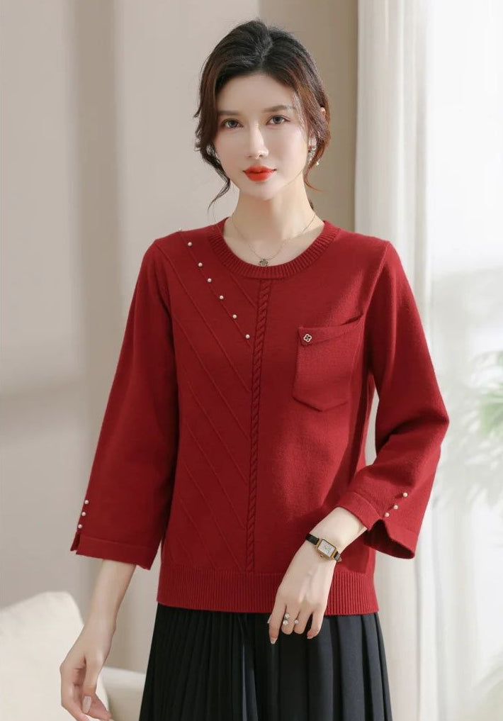 Pull léger en jacquard chic à perles