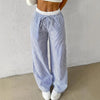 Coastal Stripes Drawstring Wide-Leg Pants