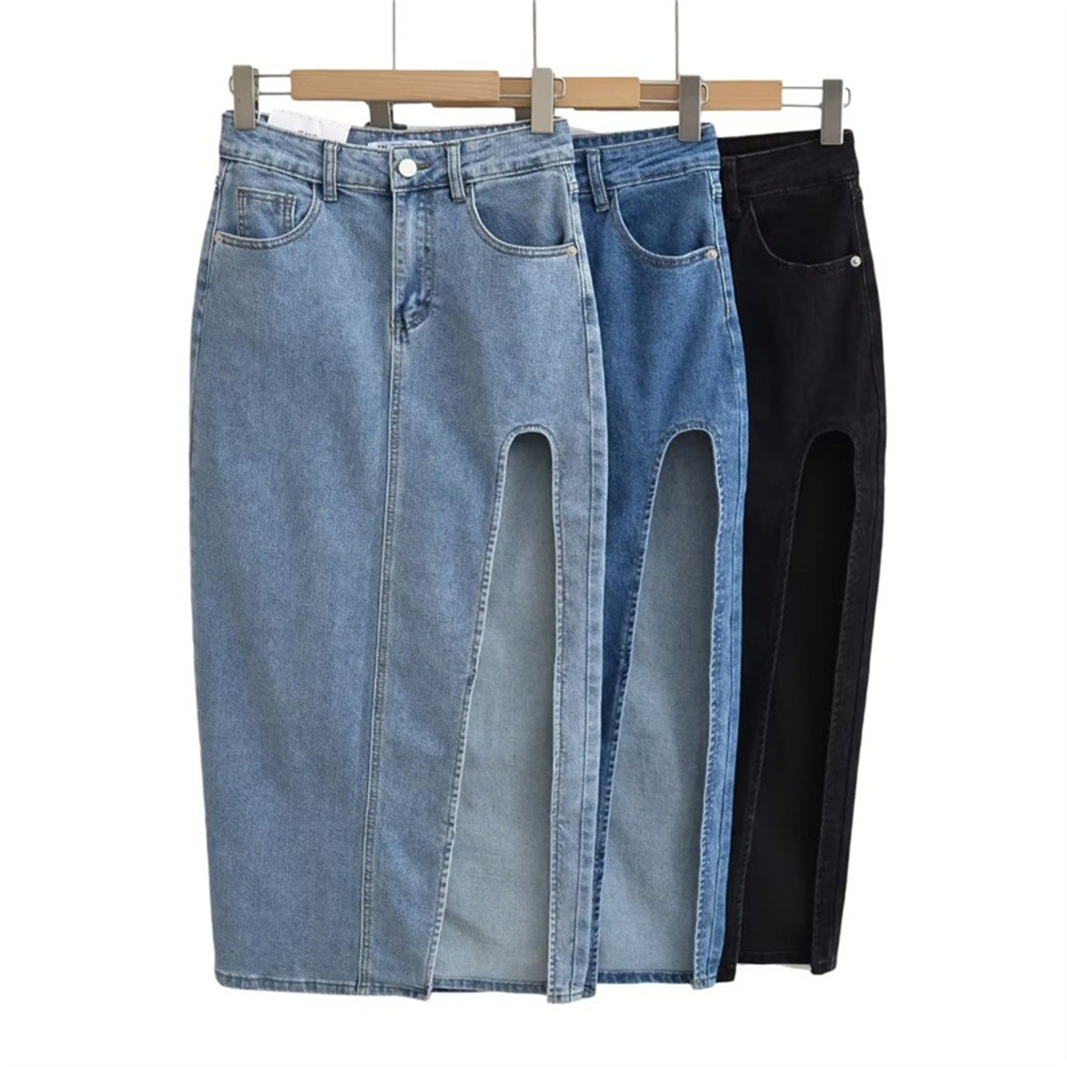 Dianna Front-Slit Denim Skirt