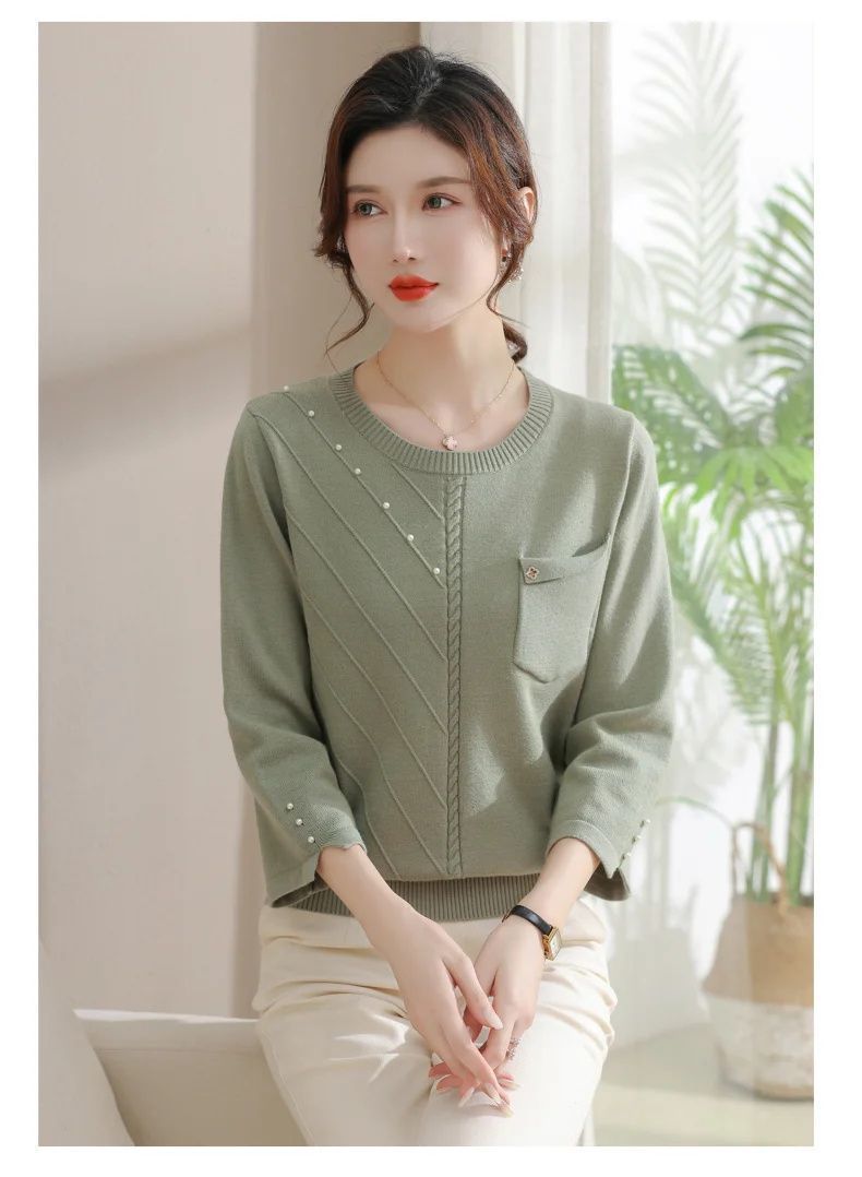 Pull léger en jacquard chic à perles