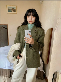 Blazer rétro en tweed à chevrons