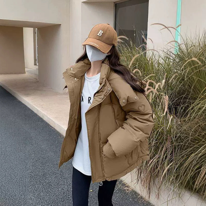 Gray With Heart Short Down Jacket