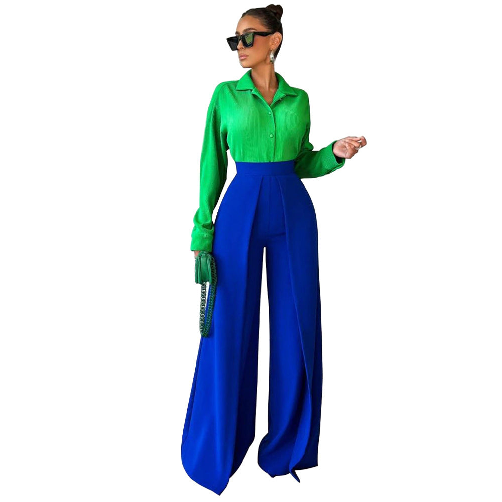 Elegant Power Statement  Pleated Wide-Leg Pants