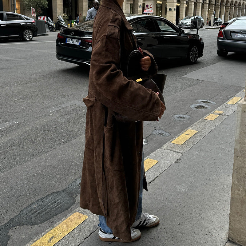 Felicia Lapels brauner Wildledermantel 