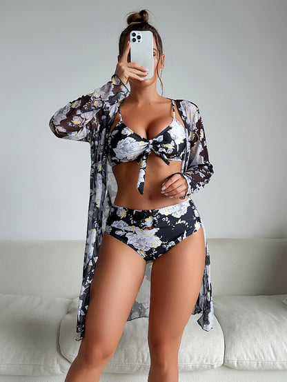 Fashion Multi-Color Printed Bikini Three-Piece Women’s Swimsuit Set