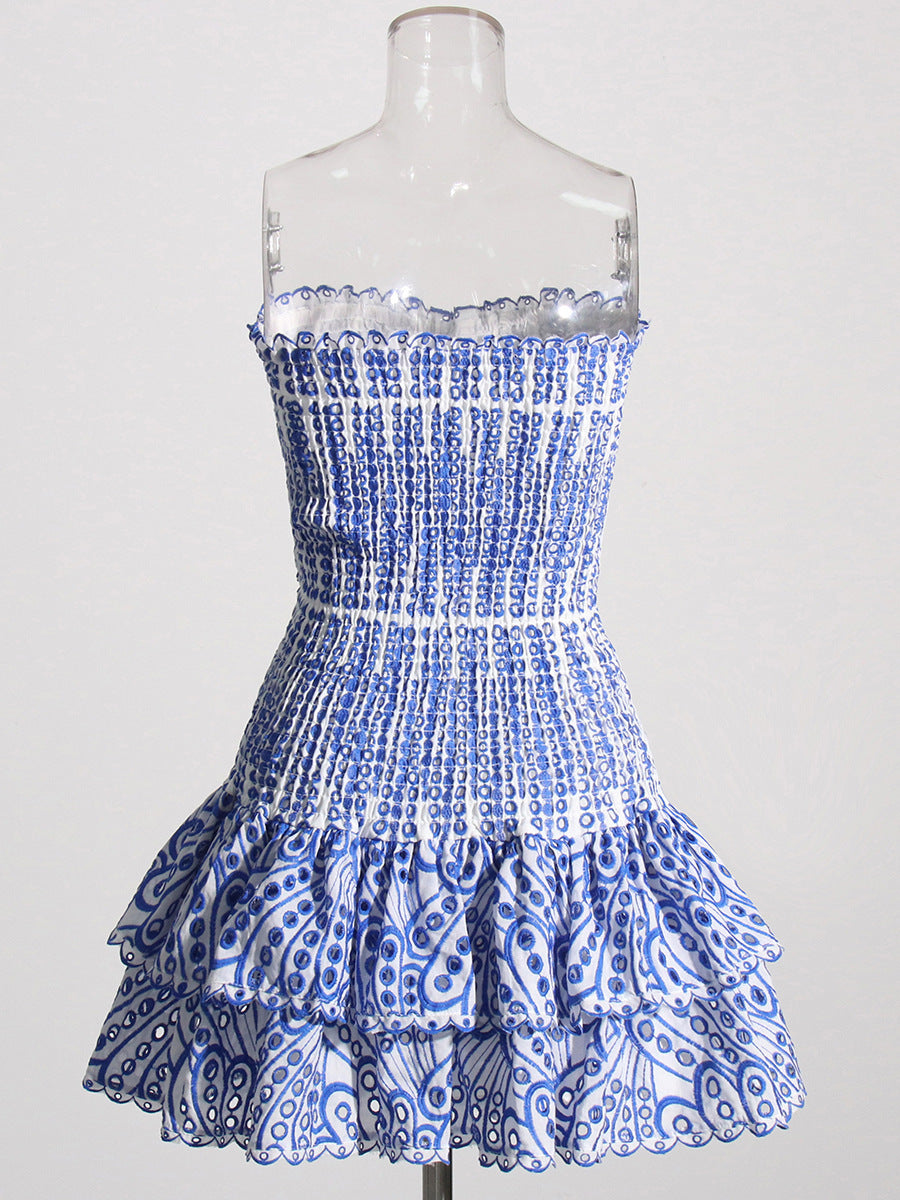 Y2K trägerloses plissiertes Minikleid