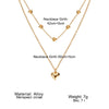 Double-Layer Heart Pendant Fine Chain Necklace for Women - Gold Color Multilayer Metal Fashion Jewelry