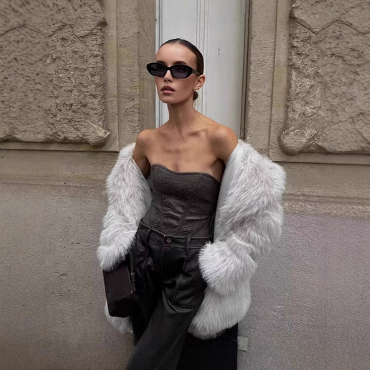 Chic Style Artificial Fur Warm Coat