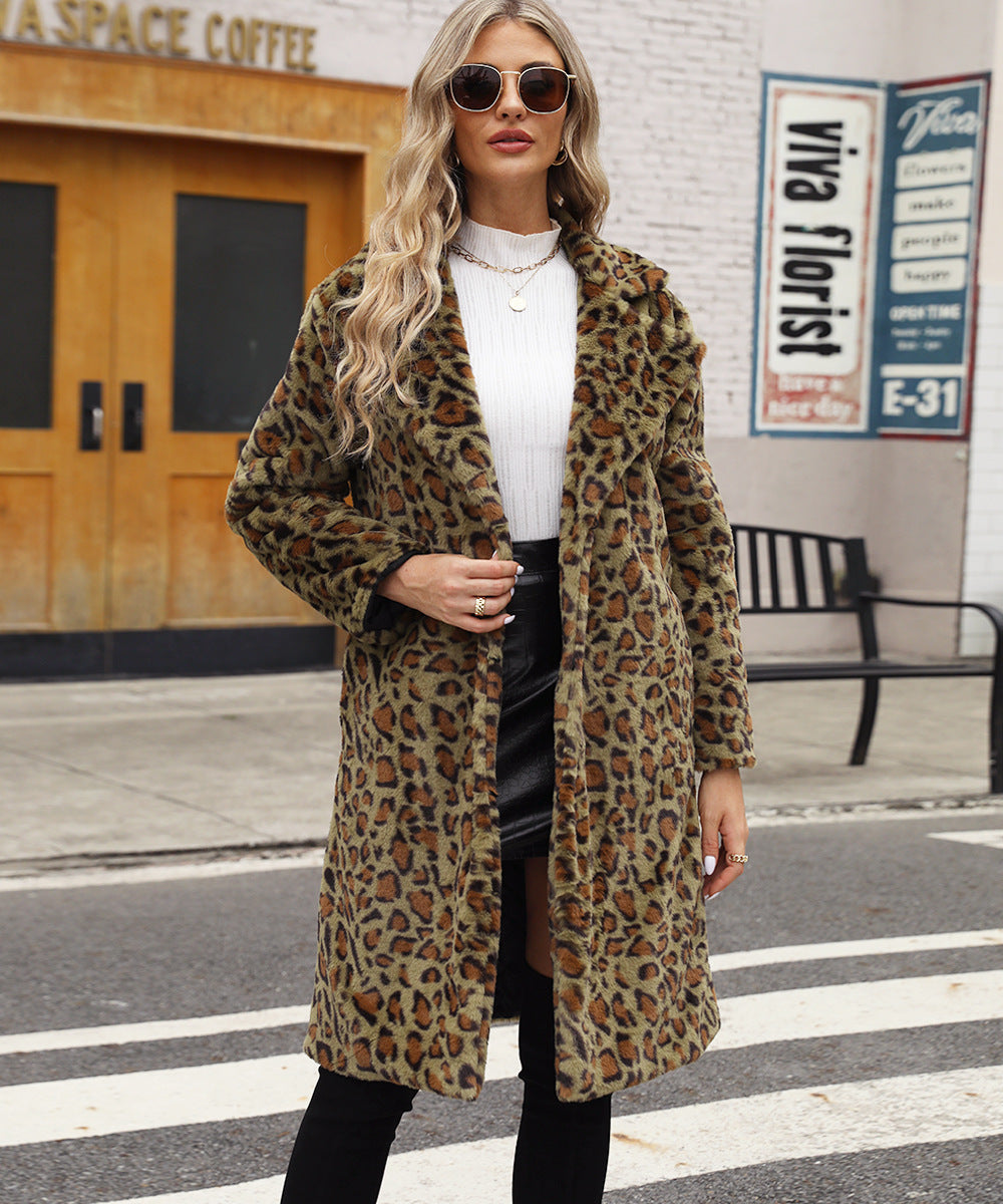 Foxy  Leopard Print Imitation Fur  Coat