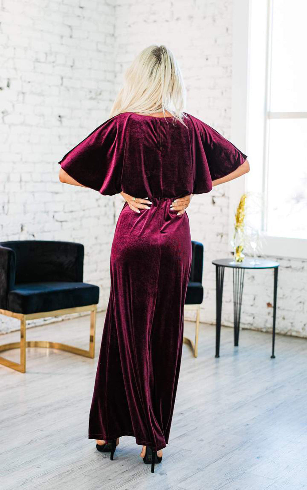 Robe fendue en velours Golden Hour