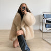New Fox Hair Medium Length Suit Collar Fur Coat