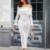 One-Shoulder Knitted Maxi Dress -Chic Long-Sleeve Beach Holiday Dress