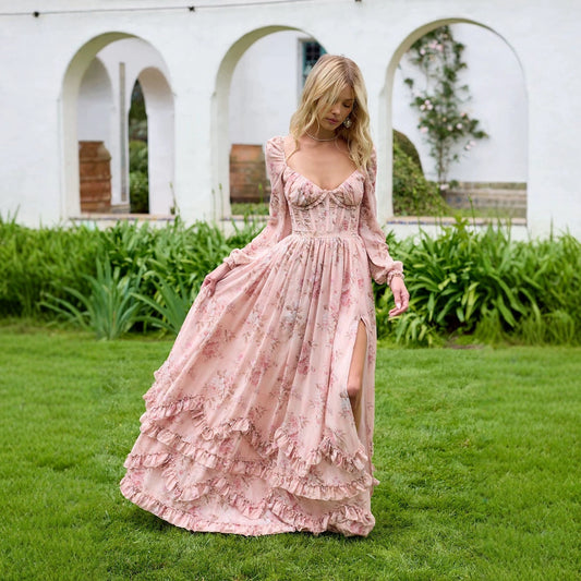 Camellia Rose Corset Flare Dress