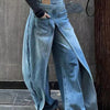 Moon Walk Double-Layer Split Denim Jeans