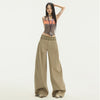 Streetwear Plaid Contrast Wide-Leg Trousers