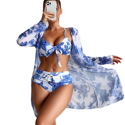 Fashion Multi-Color Printed Bikini Three-Piece Women’s Swimsuit Set