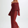 One-Shoulder Knitted Maxi Dress -Chic Long-Sleeve Beach Holiday Dress