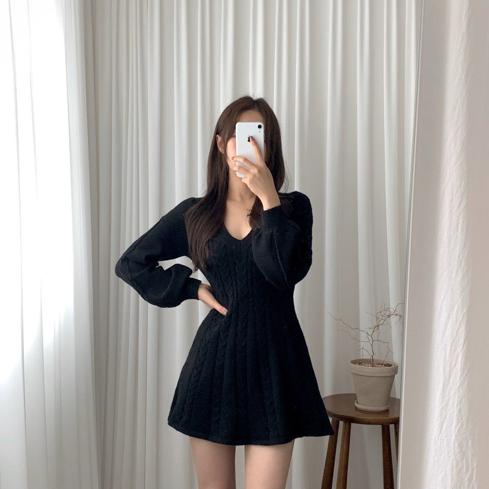 Robe trapèze élégante en maille torsadée