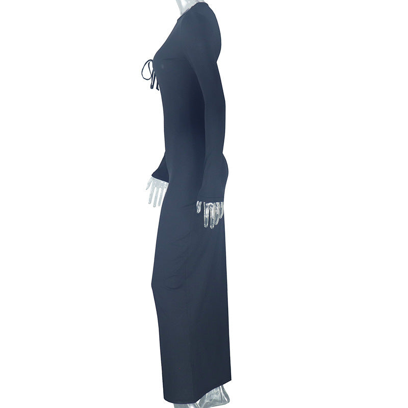 Robe longue irrégulière Dark Bloom – Édition Noir Allure