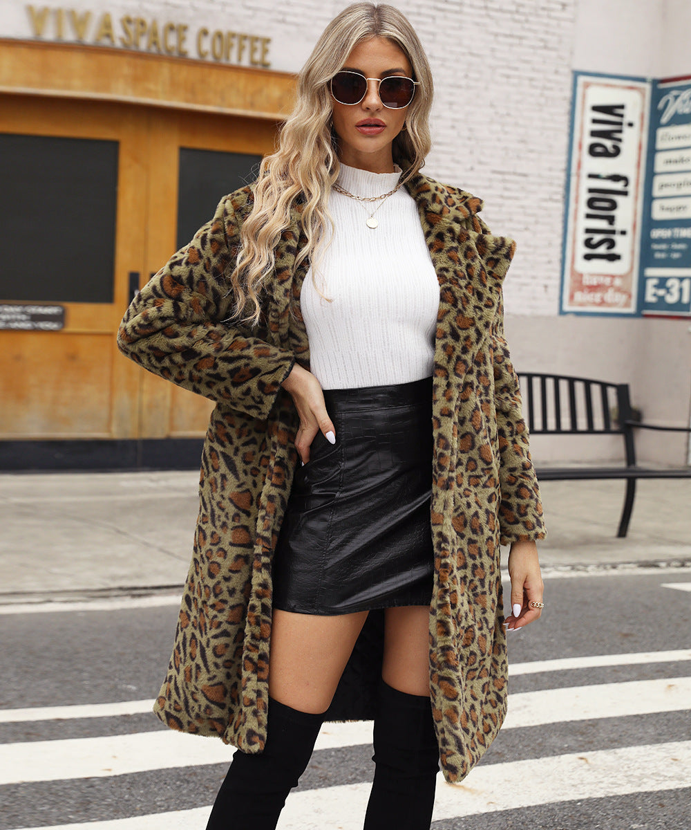 Foxy  Leopard Print Imitation Fur  Coat