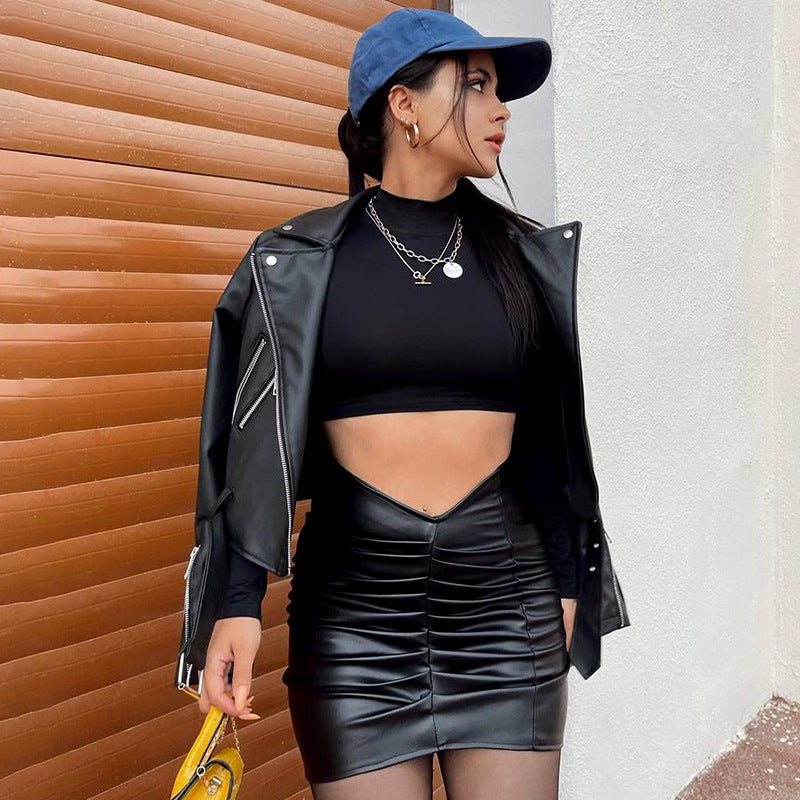 Shella Vintage Faux Leather Skirt