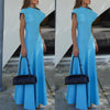 Robe longue moulante fendue Blue Muse