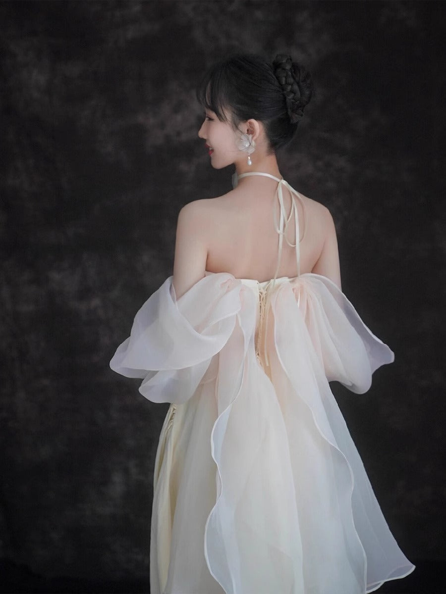 Milky White Tube Top Long Wedding Dress