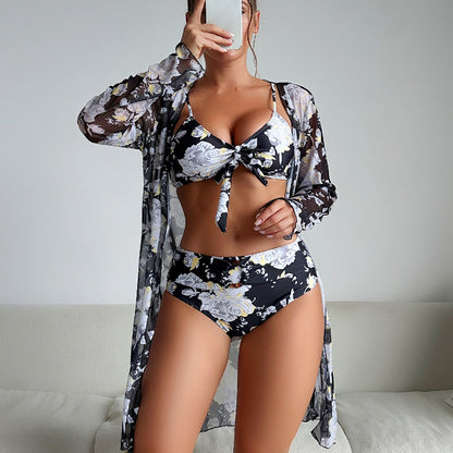 Fashion Multi-Color Printed Bikini Three-Piece Women’s Swimsuit Set