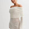 One-Shoulder Knitted Maxi Dress -Chic Long-Sleeve Beach Holiday Dress