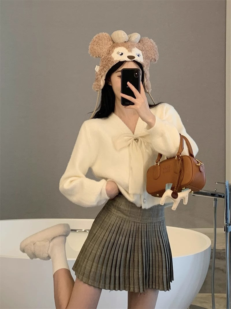 Blush Luxe – Faux Mink Bow Cardigan