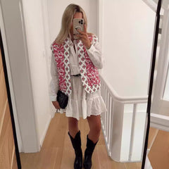 Flora Noir” Street-Style Floral Woven Vest