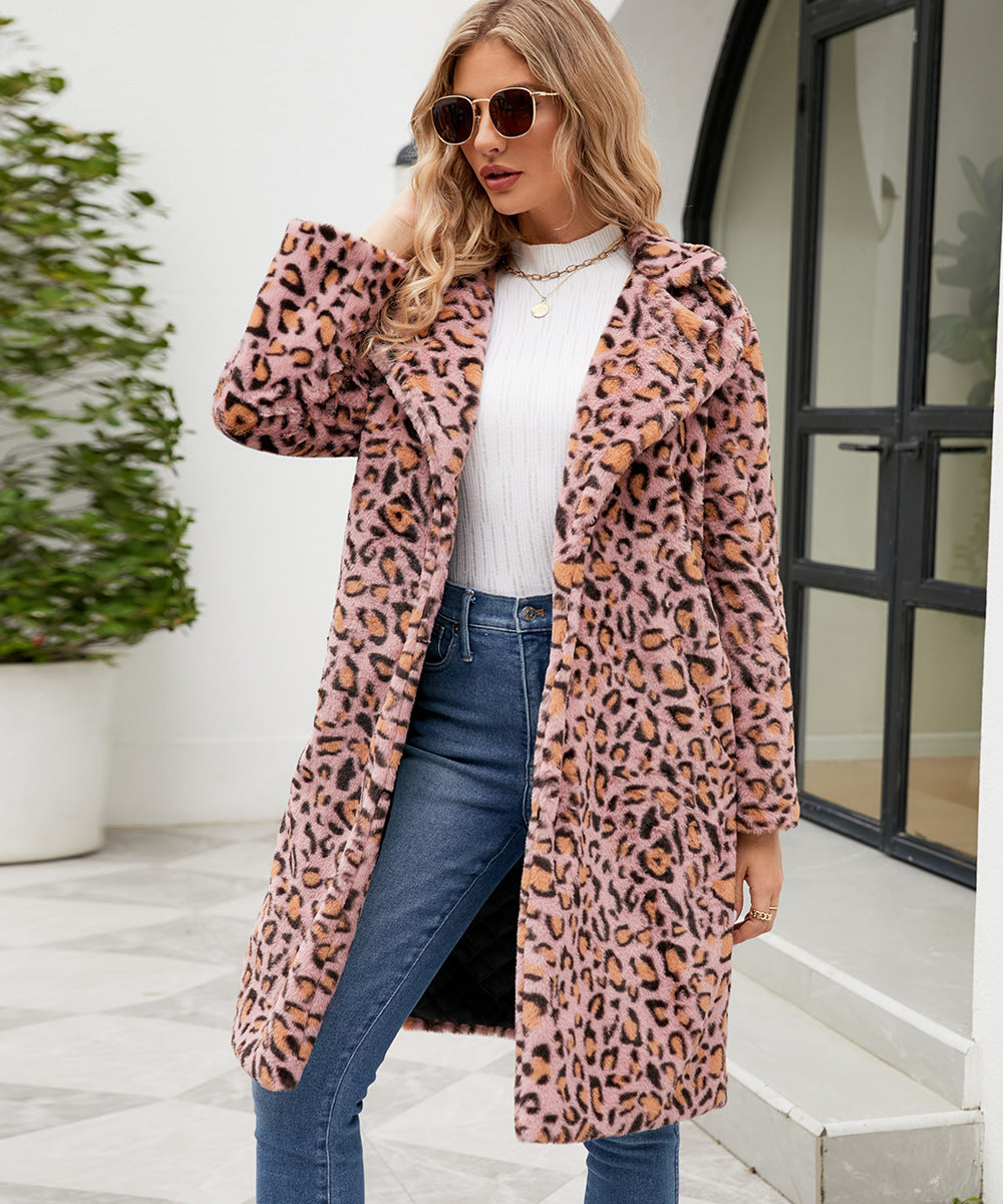 Foxy  Leopard Print Imitation Fur  Coat