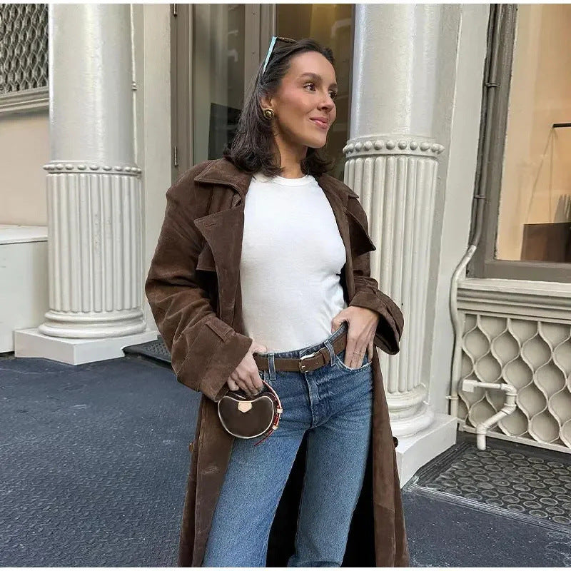 Challie  Vintage Suede Long Coat