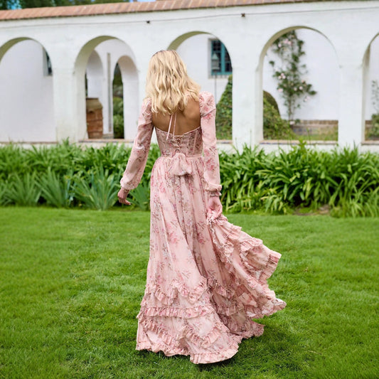 Camellia Rose Corset Flare Dress