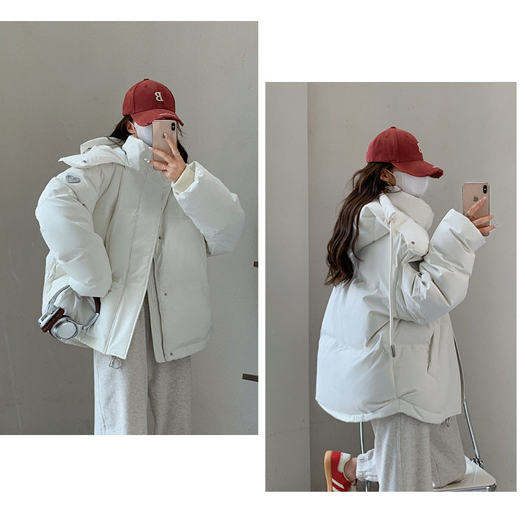 Gray With Heart Short Down Jacket