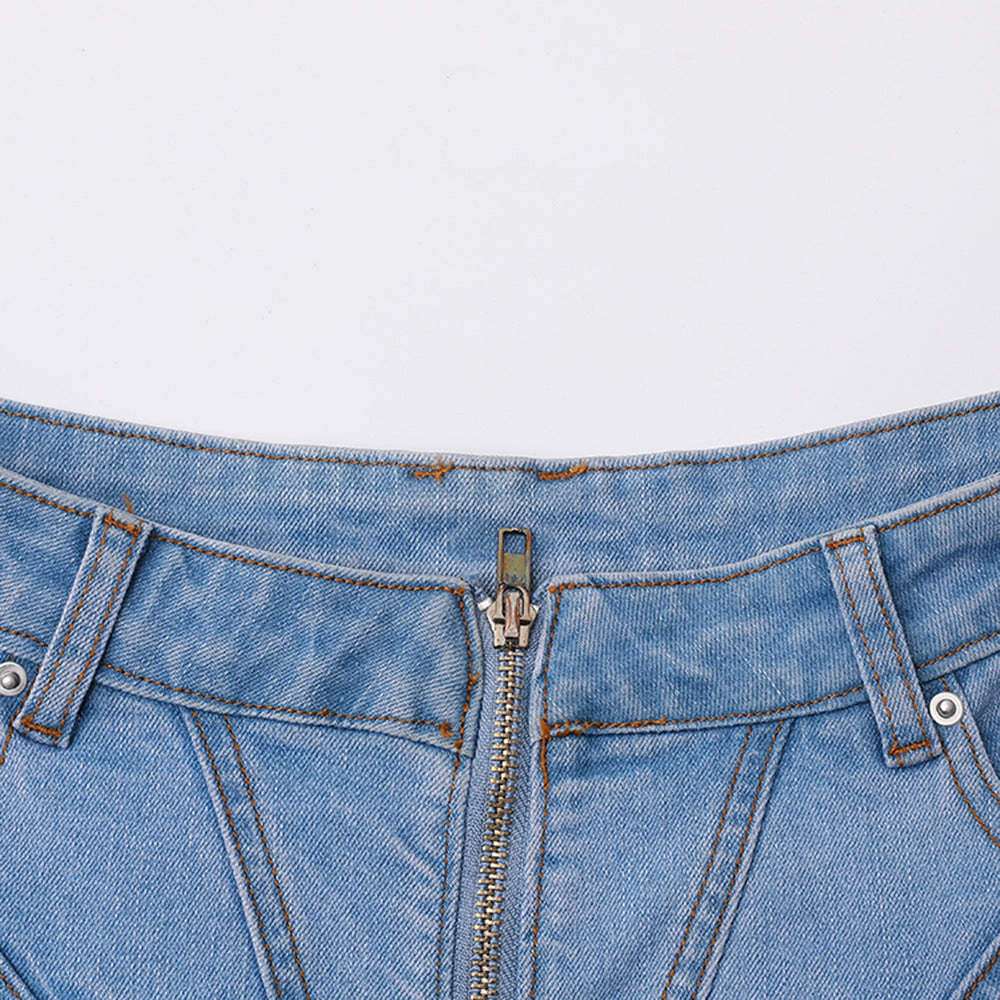 Claire Flared Denim Micro Mini Skirt