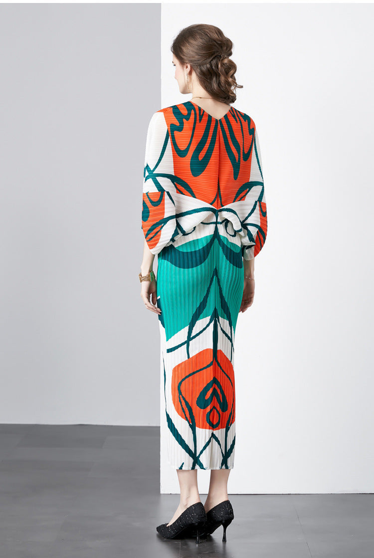 Geometric Harmony Batwing Dress