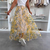 Casual Dates Lemon Print Sheer Maxi Skirt