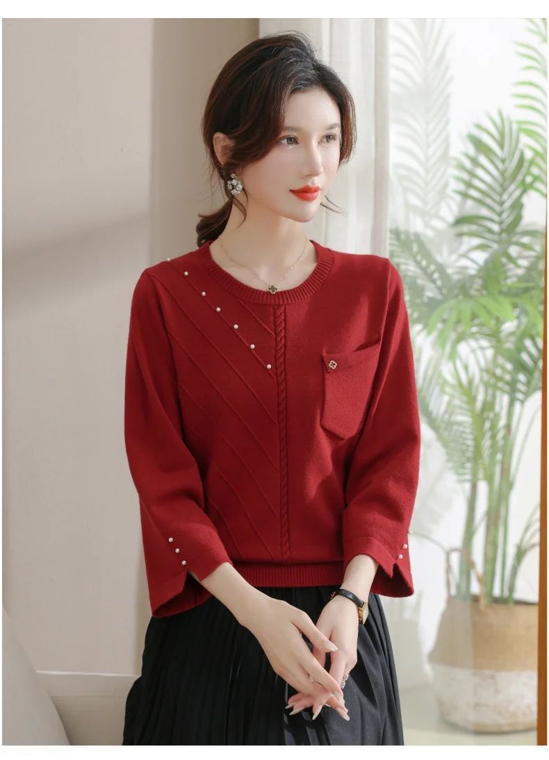 Pull léger en jacquard chic à perles