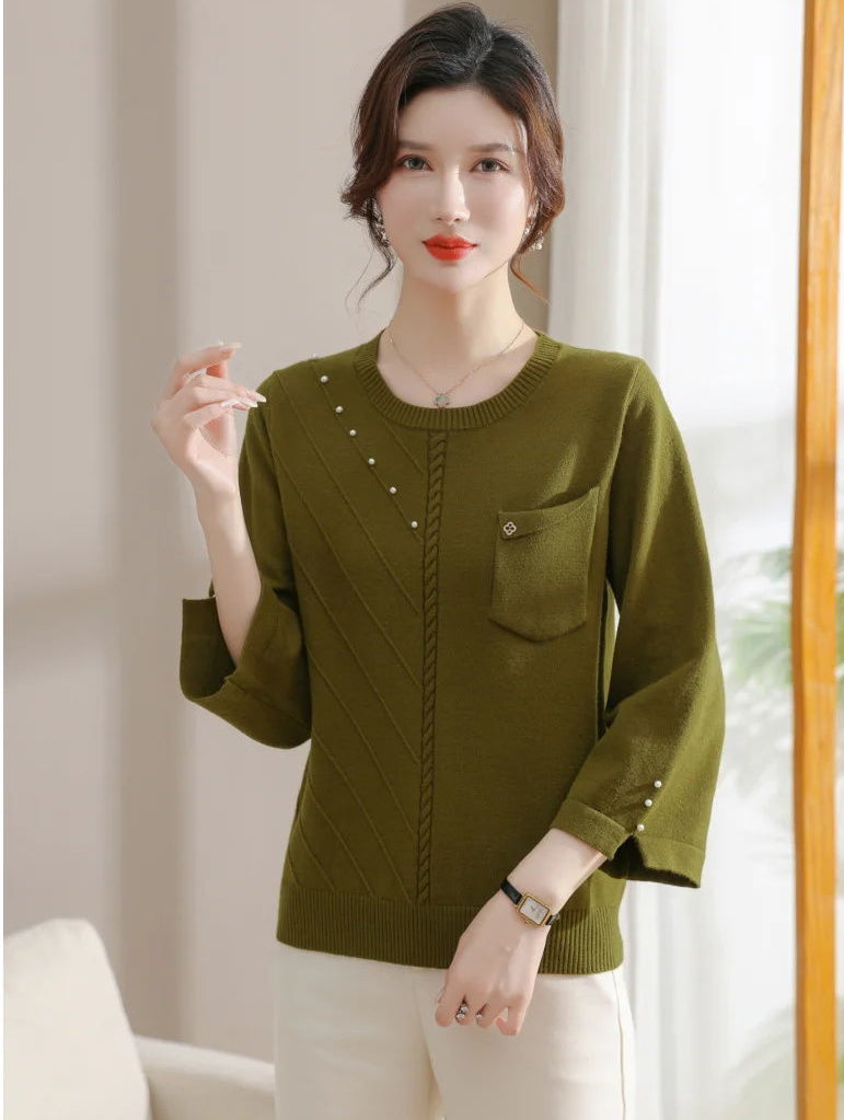 Pull léger en jacquard chic à perles